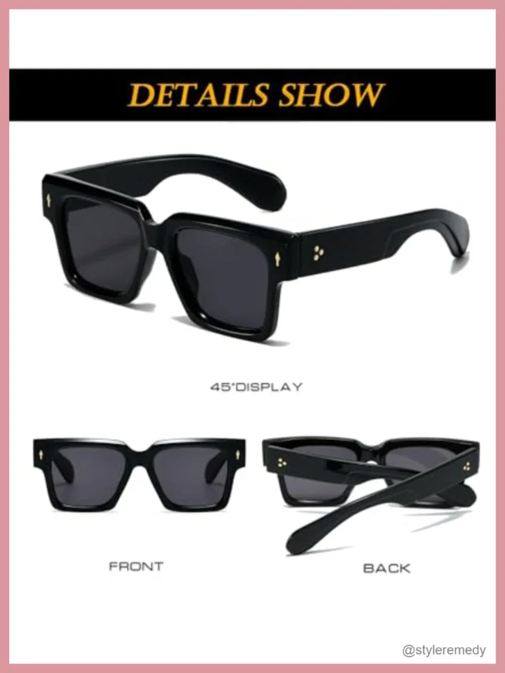 Square Frame Sunglasses with UV400 Protection